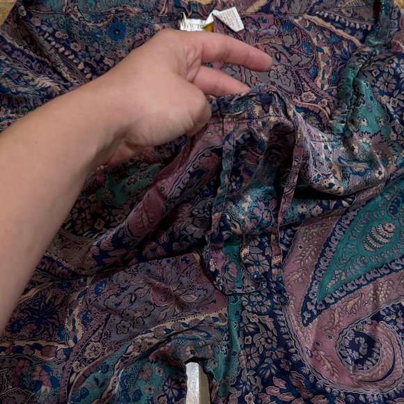 VTG Victoria’s Secret 100% Silk Straight Pants Paisley Medium Large Loungewear - Picture 7 of 11